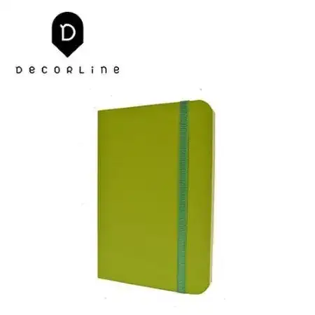 Libreta rayada A6 Decorline h/ ahuesada Verde c/ elástico